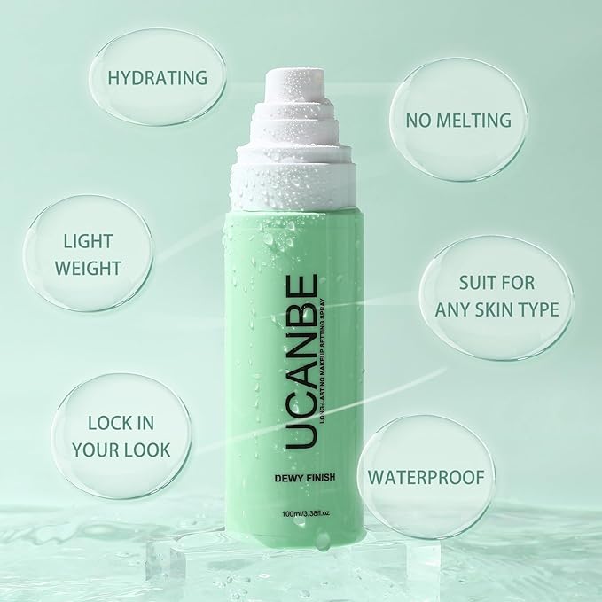 UCANBE Makeup Setting Spray, Dewy Finish Long Lasting Make Up Spray, Hydrating, Fast Drying Face Mist for Natural Glow, 3.38 fl oz-GlimoraGlow