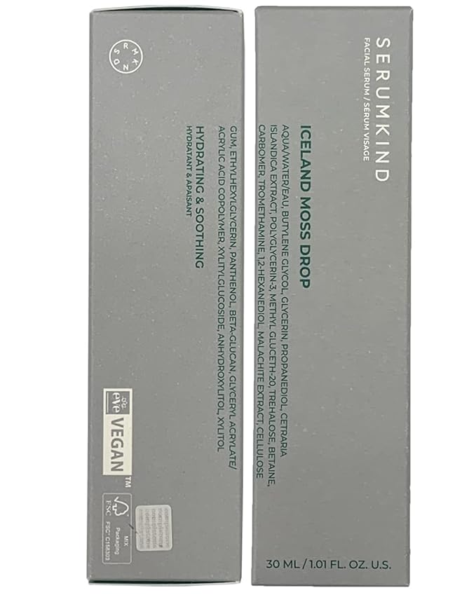 SERUMKIND Iceland Moss Serum - Soothing and Moisturizing Korean Face Serum 1.01 fl.oz. – Malachite, and Beta Glucan – Moisturize Flaky Skin - Vegan, Cruelty-Free, Unscented-GlimoraGlow
