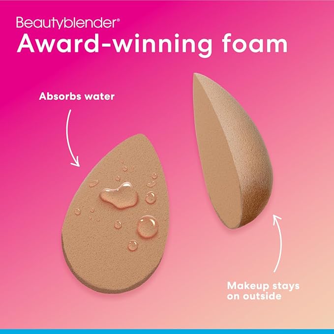 Beautyblender® | Nude Beige Beauty Blender Makeup Sponge, Super-Soft Foam Easily Blends Foundations, Powders & Creams, Made in USA, Reusable, Washable, Streak Free Application, Vegan, Cruelty Free-GlimoraGlow