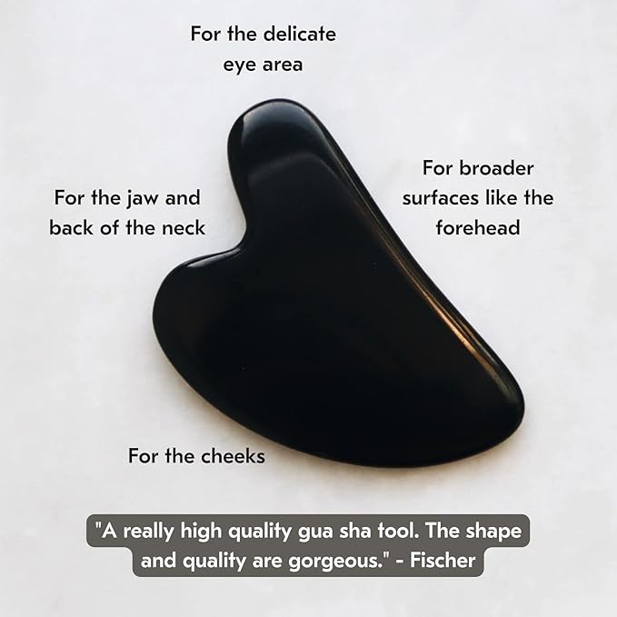 Mount Lai Obsidian Gua Sha Facial Tool – The Stone of Transformation – 100% Genuine Black Obsidian Stone Face Sculpting Tool for Lymphatic Drainage, Puffiness Reduction & Jaw Tension Relief-GlimoraGlow