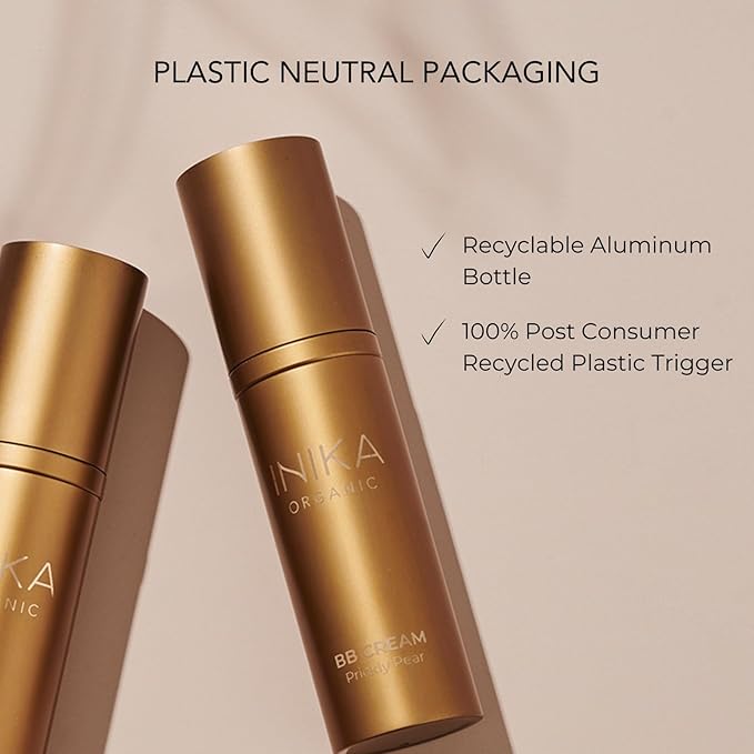 INIKA Organic BB Cream Foundation - Vegan Makeup with Hydrating Prickly Pear, Jojoba, and Pomegranate Seed Oil - Lightweight, Radiant BB Glow for Balanced Skin Tone, Nude 1 fl oz-GlimoraGlow