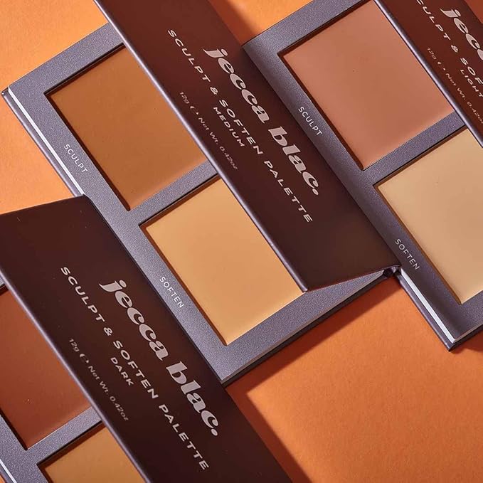 Jecca Blac Sculpt and Soften Contour Palette, Creamy Formula with Natural Finish, Medium Coverage, Gender Neutral and LGBTIQA+ Inclusive Make Up, Medium, 12g-GlimoraGlow