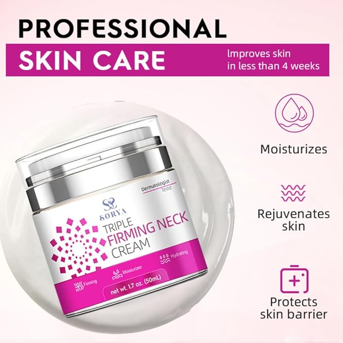 Neck Firming Cream Aging Wrinkles Neck Moisturizer with Retinol, Collagen & Hyaluronic Acid, Hydrating Skincare for All Skin Types for Men & Women-GlimoraGlow