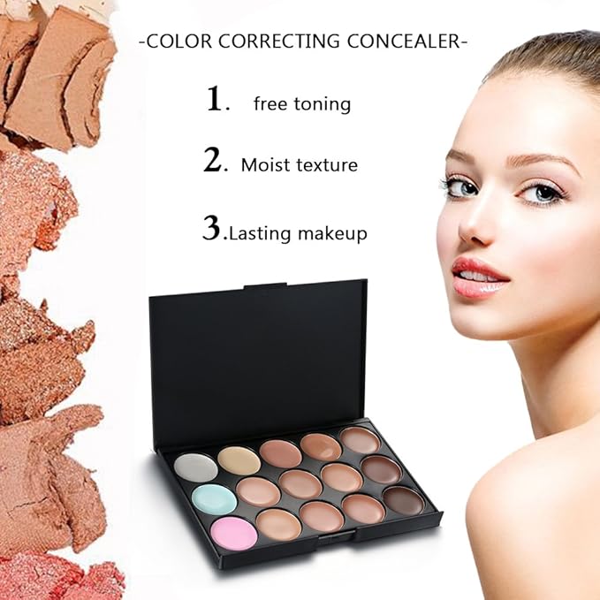 15 Colors Contour Palette Kit: Cream Concealer Palette Face Makeup Foundation Kit Contour Palette with Brush for Professional and Daily Use-GlimoraGlow