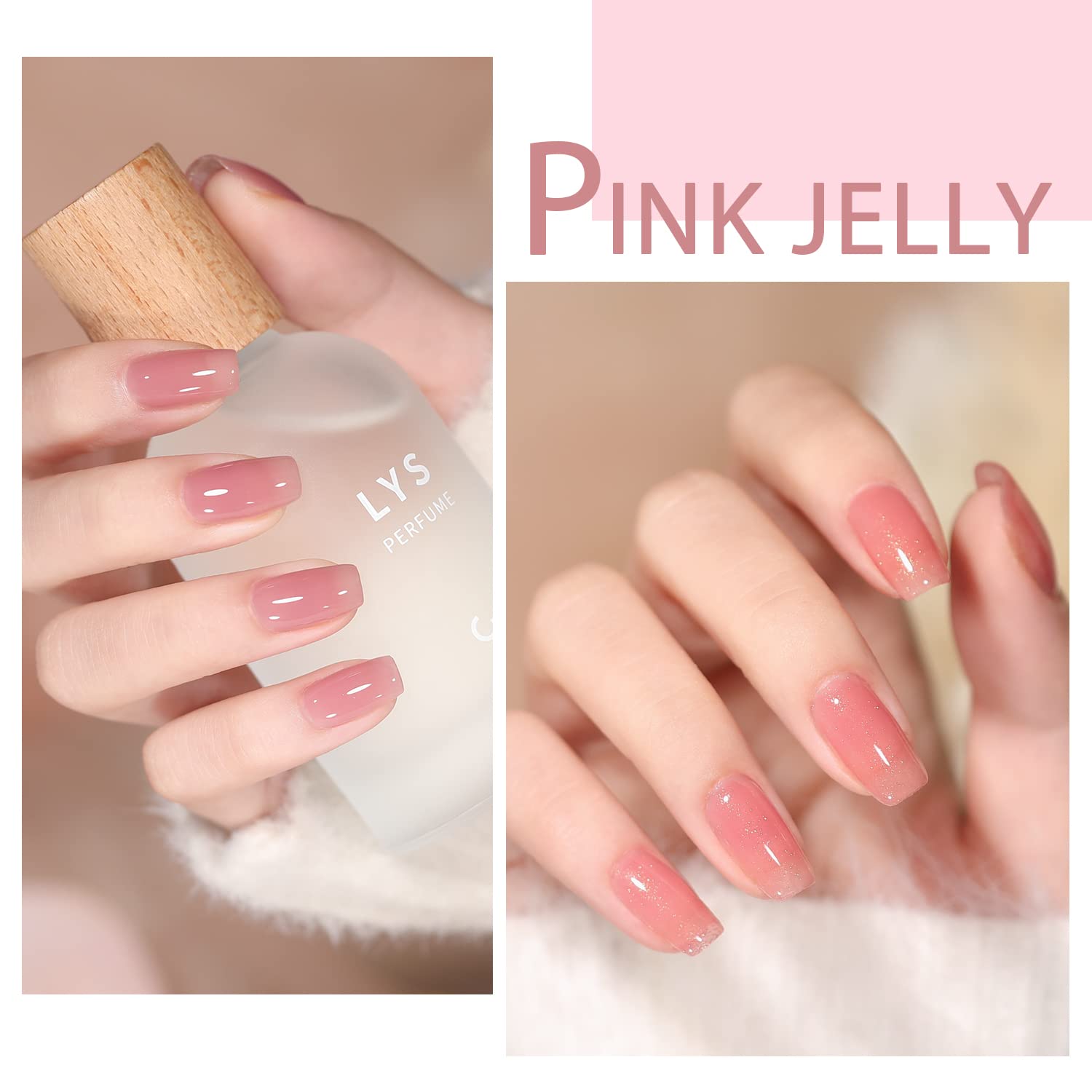Jelly Pink Gel Nail Polish Set, 10 Colors Spring Summer Nude Kit Milky White Natural Gel, Soak Off LED DIY Art Salon Manicure Gifts for Girls.-GlimoraGlow