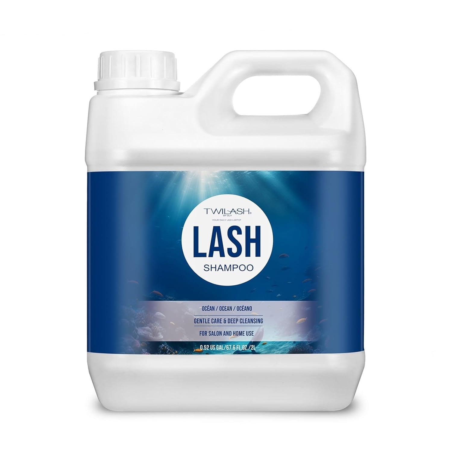 Lash Shampoo Bulk, Eyelash Cleanser for Extensions 2 Liters, Safe Makeup Remover, Non-irritating or Burning Eyelid Foaming Cleanser for Professional Salon and Home Use (Ocean-2L)-GlimoraGlow