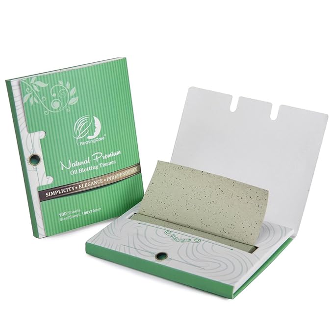 Natural Green Tea Oil Absorbing Tissues - 200 Counts in 2 Pack, Premium Face Oil Blotting Paper - Take 1 Piece Each Time Design - Large 10CM Oil Absorbing Sheets, No Waste and Easy to Carry in Pocket!-GlimoraGlow