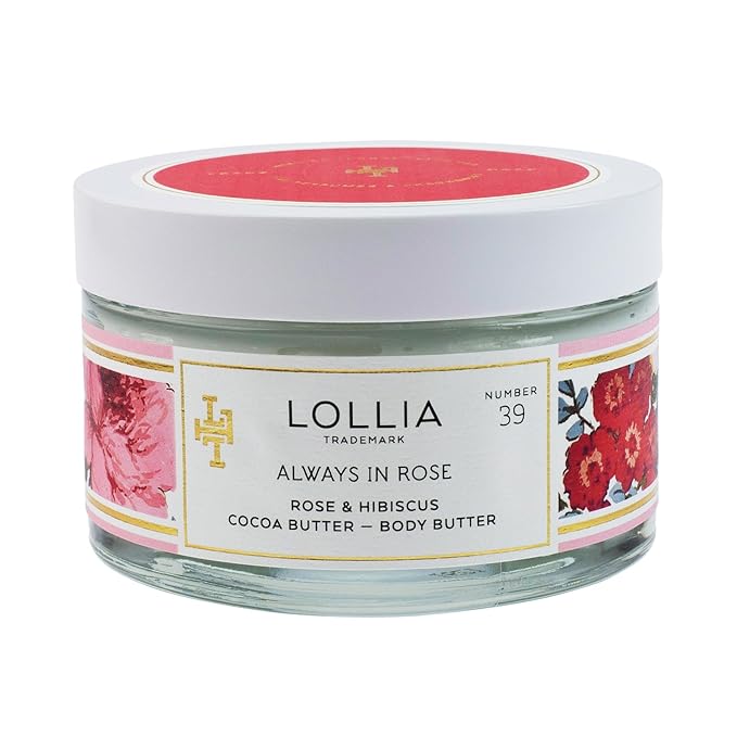 LOLLIA Always in Rose Body Butter, 5.5 oz. - Rose & Hibiscus Fragrance – Shea Butter & Cocoa Butter, Body Lotion for Women, Hydrating & Smooth Body Moisturizer-GlimoraGlow