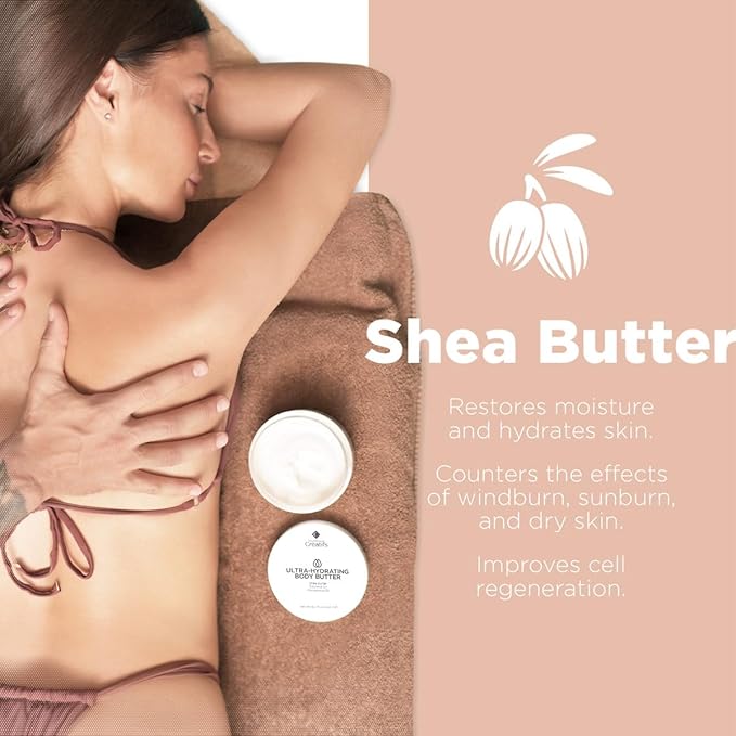Ultra-Hydrating Body Butter with Shea Butter, 8.5 fl. oz., Salted Caramel and Macadamia Scent, Deep Moisturizing, Soothes, Repairs, and Nourishes Skin-GlimoraGlow