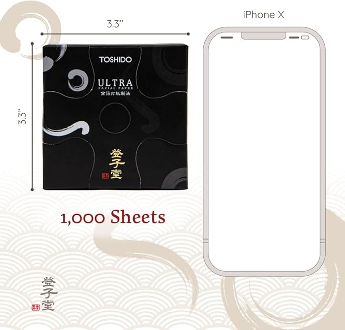 Super Value Pack 1000-Sheets Natural Oil Blotting Paper for Oily Skin, Toshido 3 Type Paper - Type Green tea, oil blotting paper Natural Hemp Oil Absorbing Sheets for Face (Green Tea)-GlimoraGlow