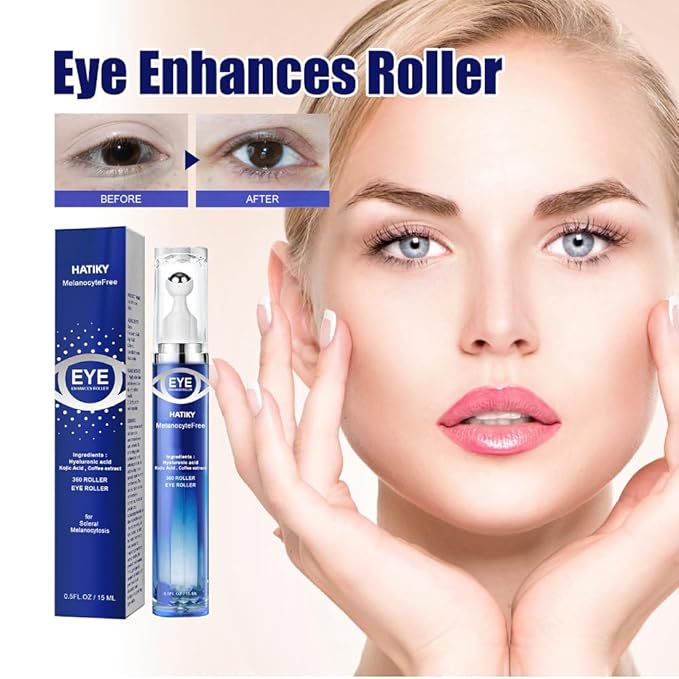 Caffeine Eye Cream with 360° Eye roller for Puffy Eyes -Under Eye Cream for Dark Circles and Puffiness - 5% Caffeine Eye Serum Reduce Wrinkles, Fine Lines and Under Eye Bags-GlimoraGlow