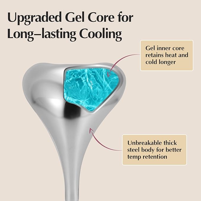 2-in-1 Gua Sha Cryo Sticks, Facial Skin Care Tools for Women Face and Eyes Massage, Unbreakable Stainless Steel Esthetician Supplies, Cooling Spa Ice Globes Roller with Carry Case-GlimoraGlow