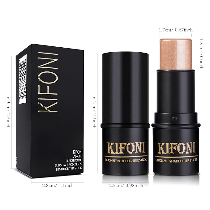 2 Pcs Cream Contour Stick Makeup Kit, Cream Highlighter Stick & Contour Bronzer Stick for Cheeks, Lightweight Blendable Smooth -Highlighter (#03 Champagne Gold #06 Silver)-GlimoraGlow