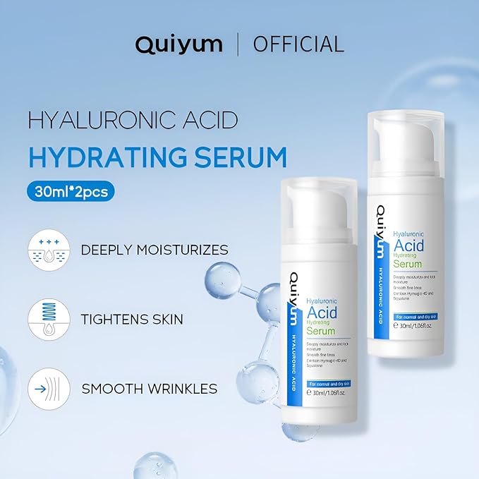 Hyaluronic Acid Serum for Face, Hydrating Face Serum for Dry Skin W/Hymagic-4D, Squalane, Vitamin C & E for Plumping, Hydrating & Anti-Aging Serum, Skin Care, 1.06fl.oz, Pack of 2-GlimoraGlow