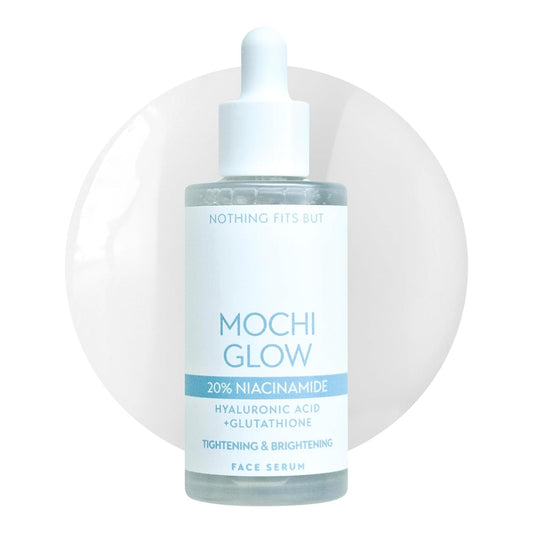 NOTHING FITS BUT Mochi Glow 20% Niacinamide Serum for Face, Pore Tightening & Brightening Skin Serum with Hyaluronic Acid & Glutathione for Dark Spots & Fine Lines, Korean Skincare (50ml/1.7fl.oz.)-GlimoraGlow