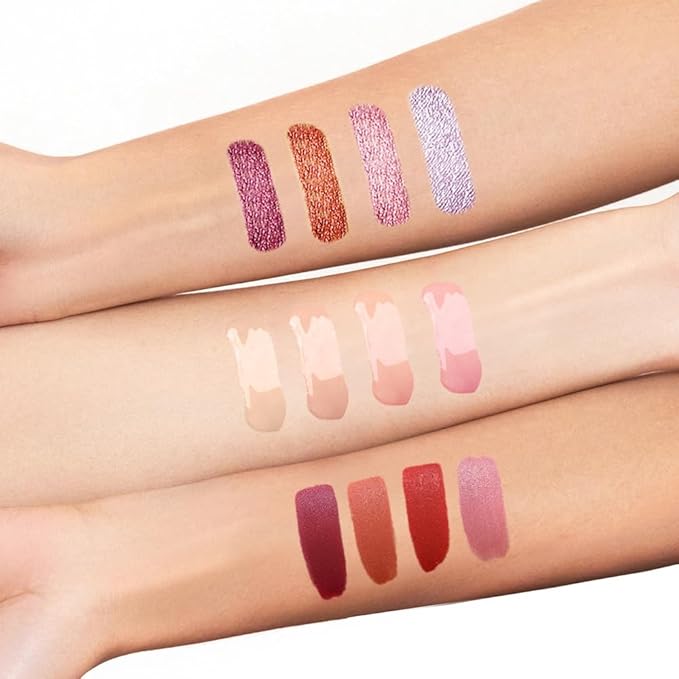 12Pcs Liquid Lipstick Makeup Set, Shades with 4Pcs Metallic Color Lipstick, 4Pcs Hydrating Lip Oil and 4Pcs Longwear Waterproof Matte Lipstick Gift Kit for Women (SET C)-GlimoraGlow