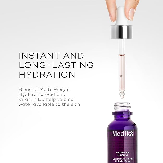Medik8 Hydr8 B5 Intense - Hyaluronic Acid Serum - Moisturizing and Antioxidant Serum for Face - Smooths Fine Lines and Wrinkles - Vegan - 1.0 oz-GlimoraGlow