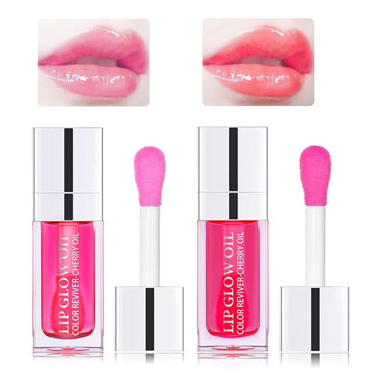 Hydrating Lip Glow Oil Moisturizing Plumping Lip Tint Lip Gloss Transparent Lip Balm Long Lasting Nourishing Repairing Lightening Lip Lines (007#+015#)-GlimoraGlow