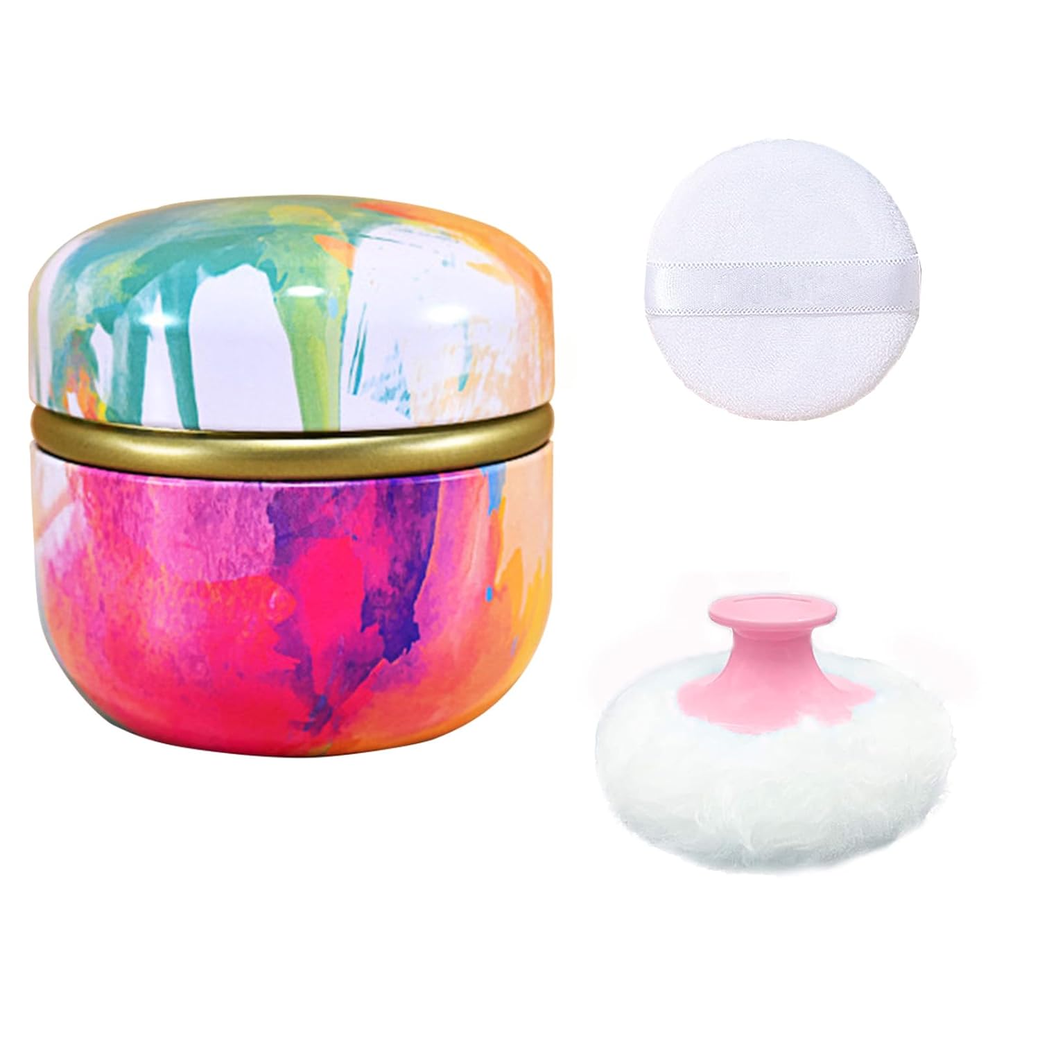 Body Powder Puff and Container for Dusting Powder, Women Powder Puff and Powder Case for Bath and Travel (Abstractionism)-GlimoraGlow