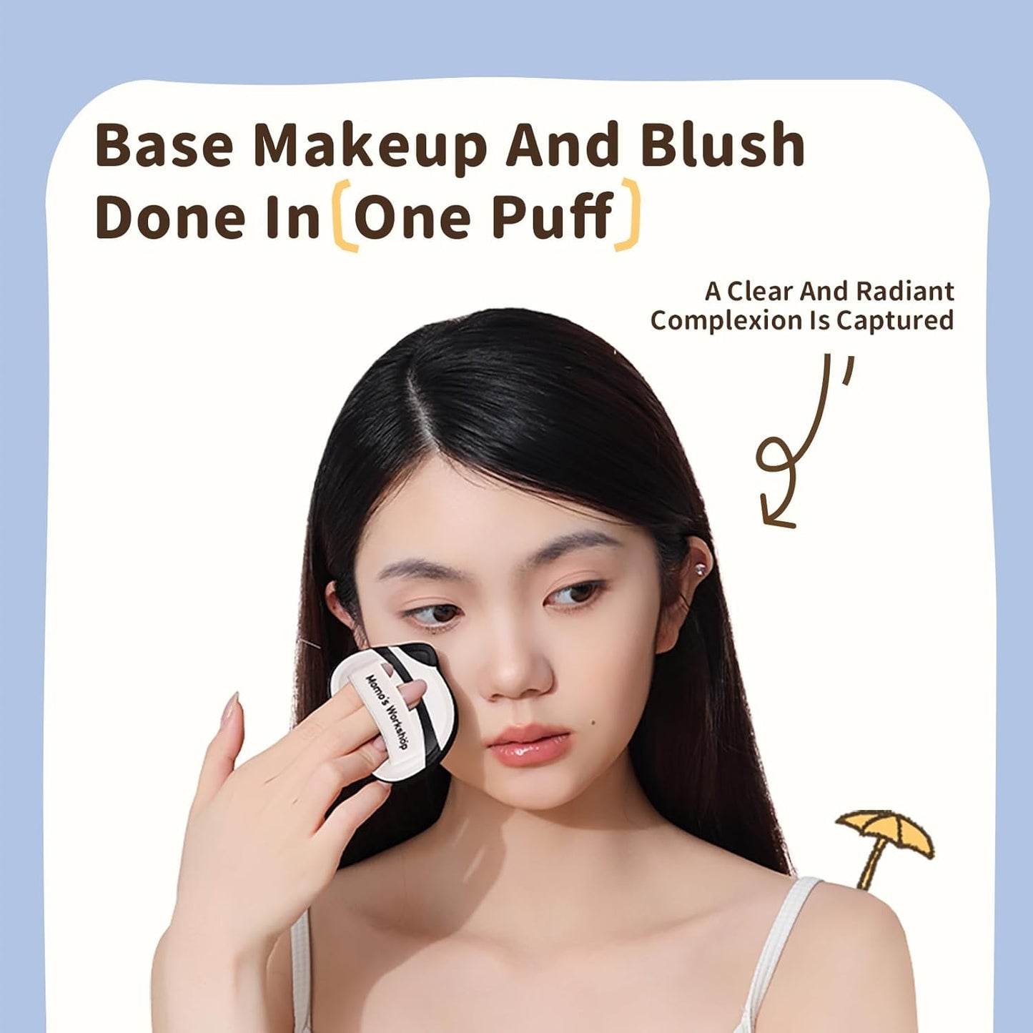 Panda Air Marshmallow Puff,Makeup Sponge,Rubycell Material,Pointed Tip for Concealer + Flat Side for Foundation, Longwear Makeup, Travel Friendly & Reusable,2pcs Puffs & Storage Case-GlimoraGlow