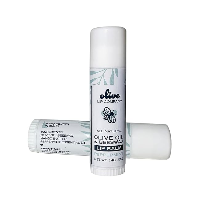 Hydrating Olive Oil and Peppermint Lip Balm with Mango Butter and Beeswax, 0.5 oz. Jumbo Tube, Clear Long Lasting Moisturizer for Dry, Cracked, Chapped Lips-GlimoraGlow