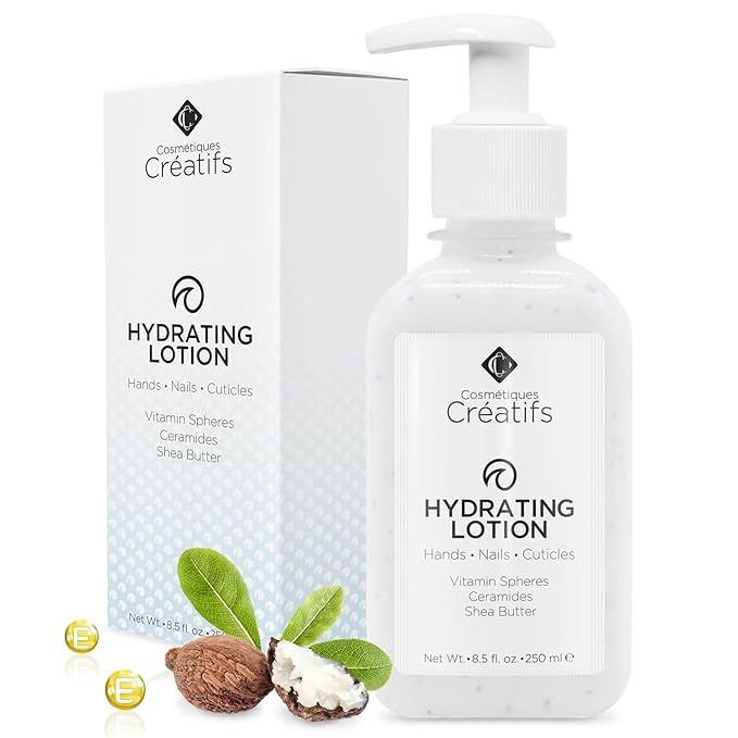 Hydrating Lotion for Dry Hands, Nails, and Cuticles, 8.5 fl. oz., Daily Moisturizing Skincare for Soft, Sensitive Skin with Shea Butter and Ceramides-GlimoraGlow
