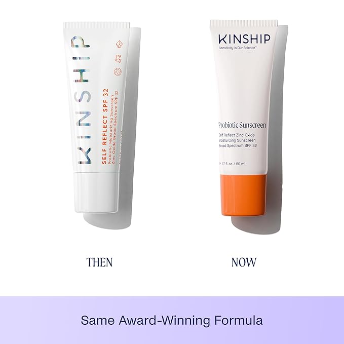Kinship Zinc Oxide Mineral Sunscreen for Face Self Reflect SPF 32 | Vegan, Reef Safe, Non Toxic Eczema Sunscreen for Sensitive Skin | Sunblock Face Moisturizer with SPF (3.5 oz)-GlimoraGlow
