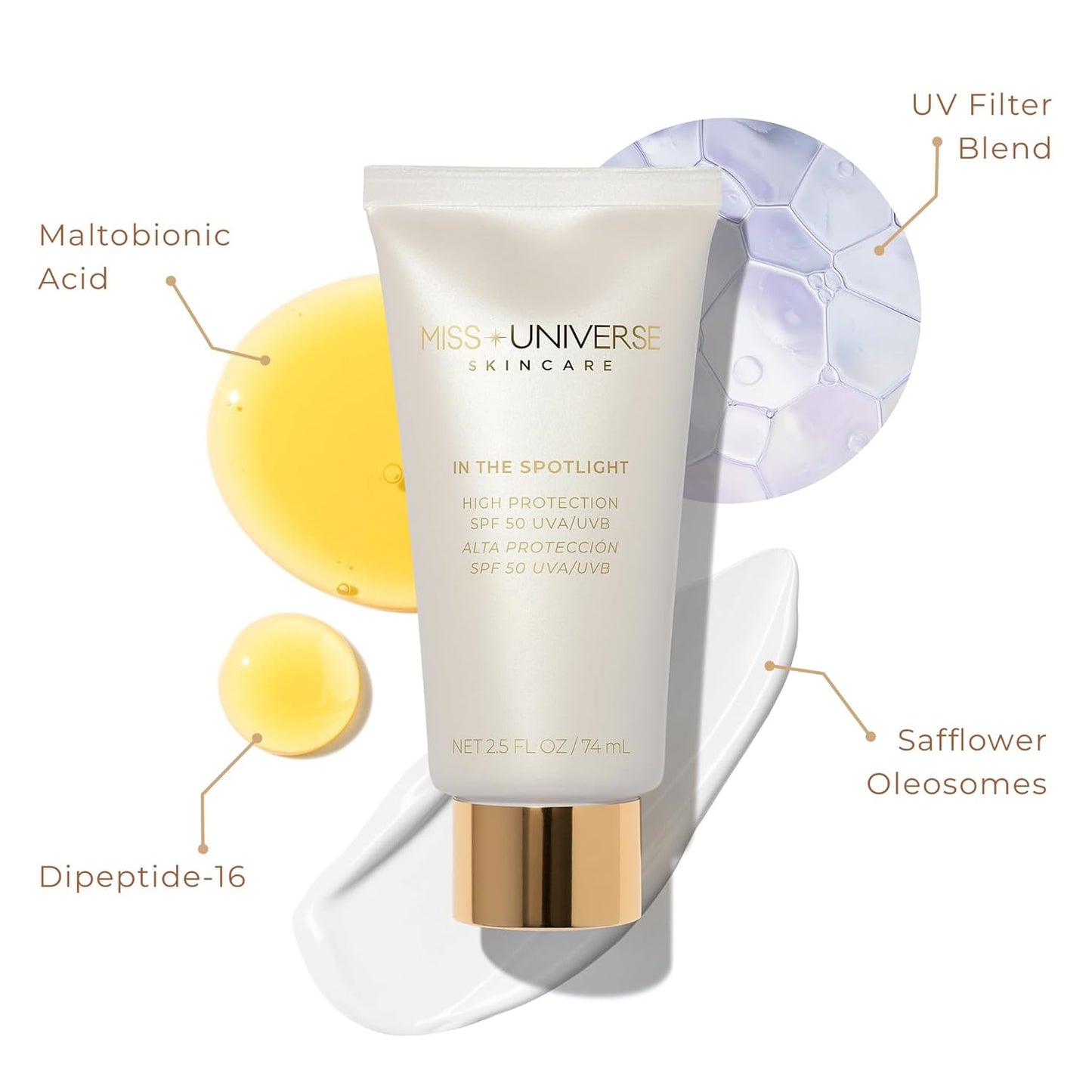 In The Spotlight SPF 50 Sun Protection and Skincare Enhancer, Facial Skin Care Product with Hyaluronic Acid, Sun Screen Protector for Faces, Personal Face Sunscreen Regimen-GlimoraGlow