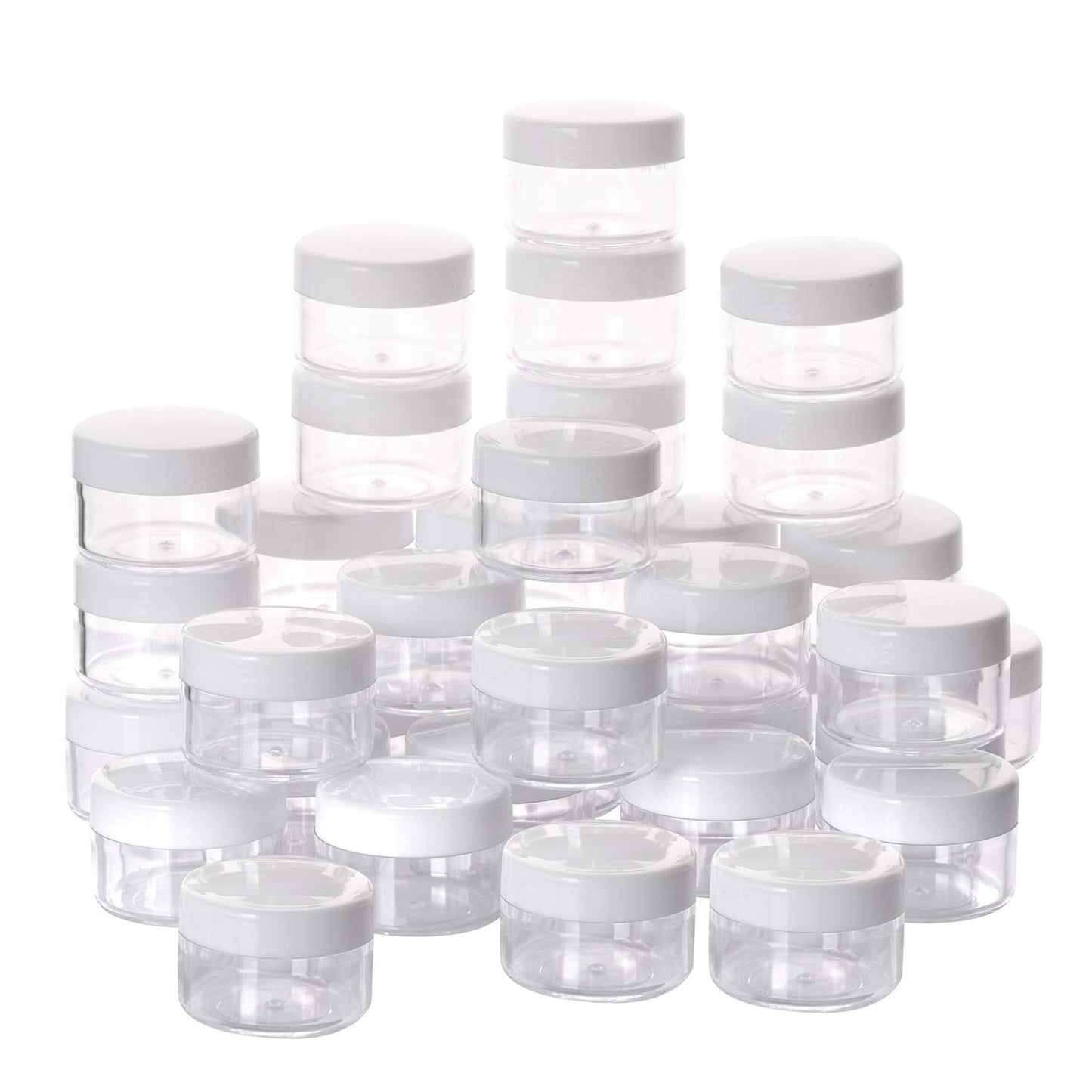 100 Count Empty Makeup Jars 15g Cosmetic Containers with Lids Leak Proof Sample Containers Refillable Plastic Containers - White-GlimoraGlow