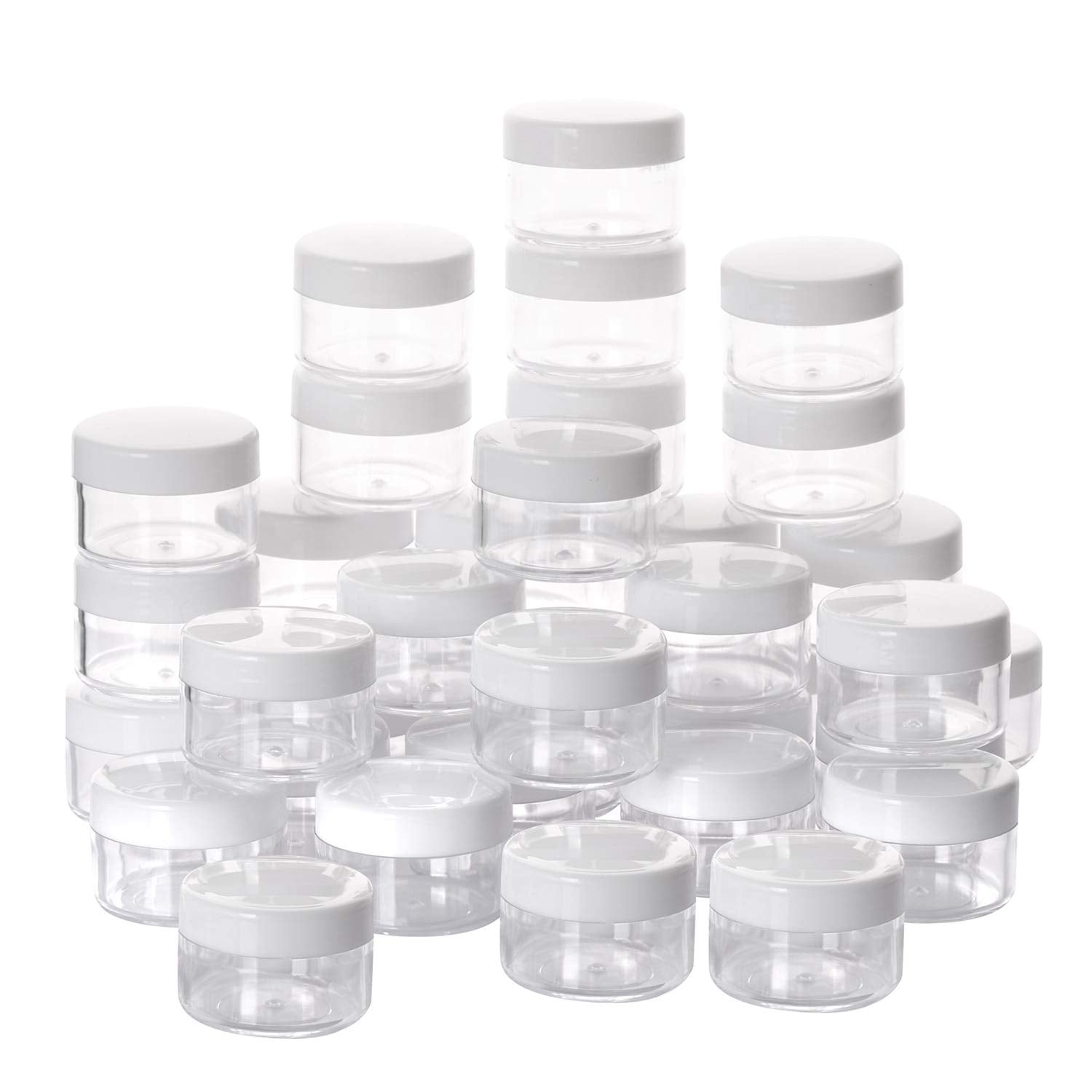 100 Count Empty Makeup Jars 15g Cosmetic Containers with Lids Leak Proof Sample Containers Refillable Plastic Containers - White-GlimoraGlow