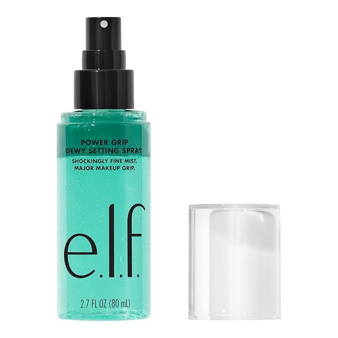 e.l.f. Power Grip Dewy Setting Spray, Ultra Fine Mist Made With Hyaluronic Acid, Grips Makeup For A Hydrated, Dewy Finish, Vegan & Cruelty-Free-GlimoraGlow