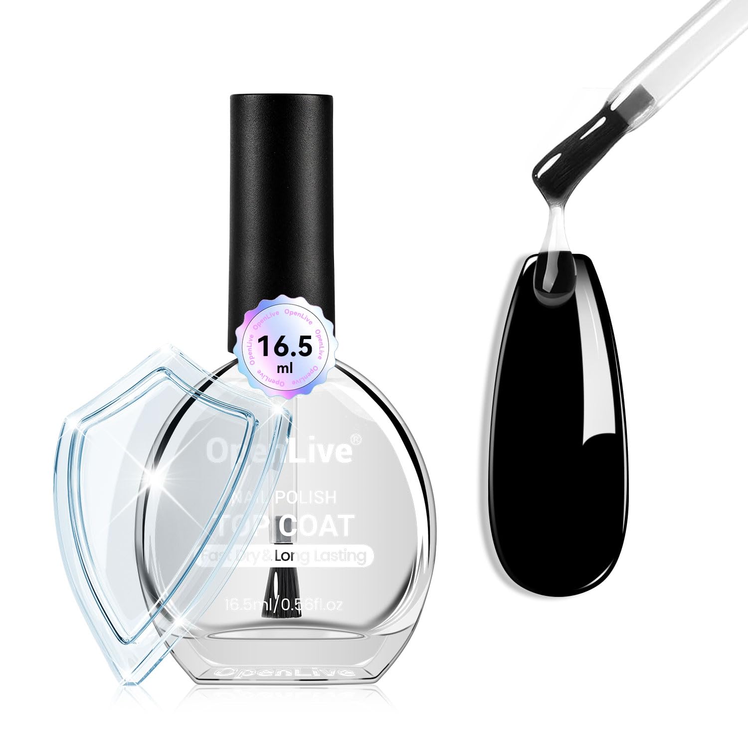 16.5ml Top Coat Clear Nail Polish, Quick Dry High Gloss Shine Large Volume Top Coat, Long Wear and Scratch Resistant for Women Salon DIY Nail Art-GlimoraGlow