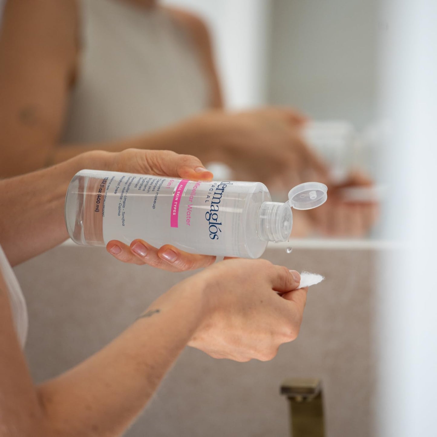 Dermaglos Micellar Water for All Skin Types Even Sensitive | All In 1 Hydrating Facial Cleanser & Makeup Remover, Brightening, Soothing, Gentle Face Toner | Alcohol-Free Formula | 13.52 Fl Oz-GlimoraGlow