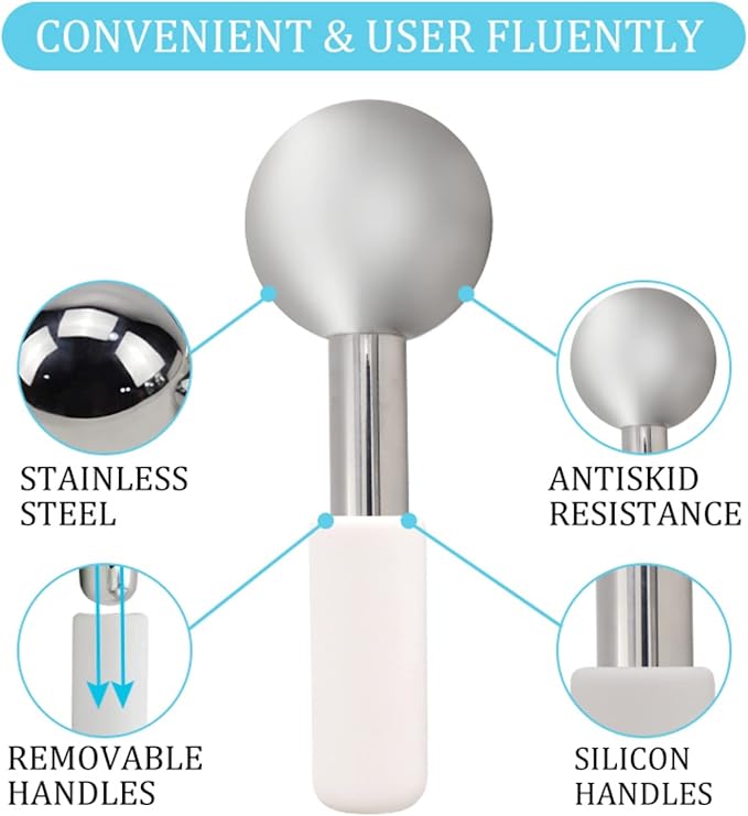 Globes for Facials, Cooling Roller for Face, Cryo Sticks Massager for Face Neck & Eyes, Cold Roller Skin Care for face Puffiness, Dark Circles, Wrinkles, Collagen Production (Gold)-GlimoraGlow