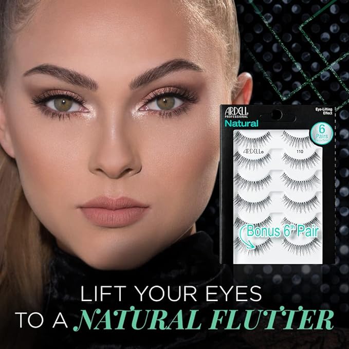 Ardell False Eyelashes, Natural 110, 5 pair + bonus pair Multipack for Eye-Lifting Effect-GlimoraGlow