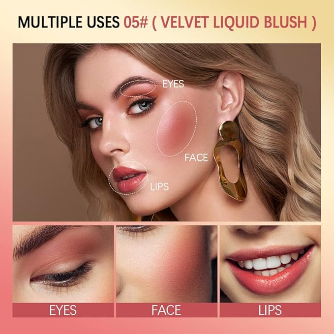 2 Colors Liquid Blush,Soft Cream Face Blush, Dewy Cheek Tint, Long Lasting Natural Matte Finish Looking,Moisturizing Lightweight Blendable Feel (02-HAPPY / 04 - LOVE)-GlimoraGlow