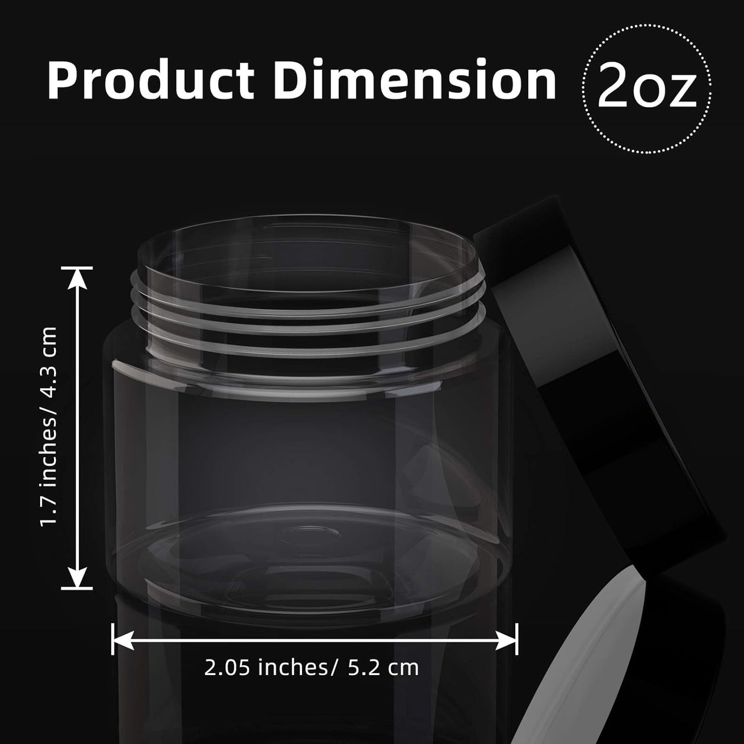 200 Pcs 2 oz Black Plastic Container Cosmetic Jars with Lid Round Plastic Jars Small Travel Containers for Storage Makeup Creams Lotion Ointments-GlimoraGlow