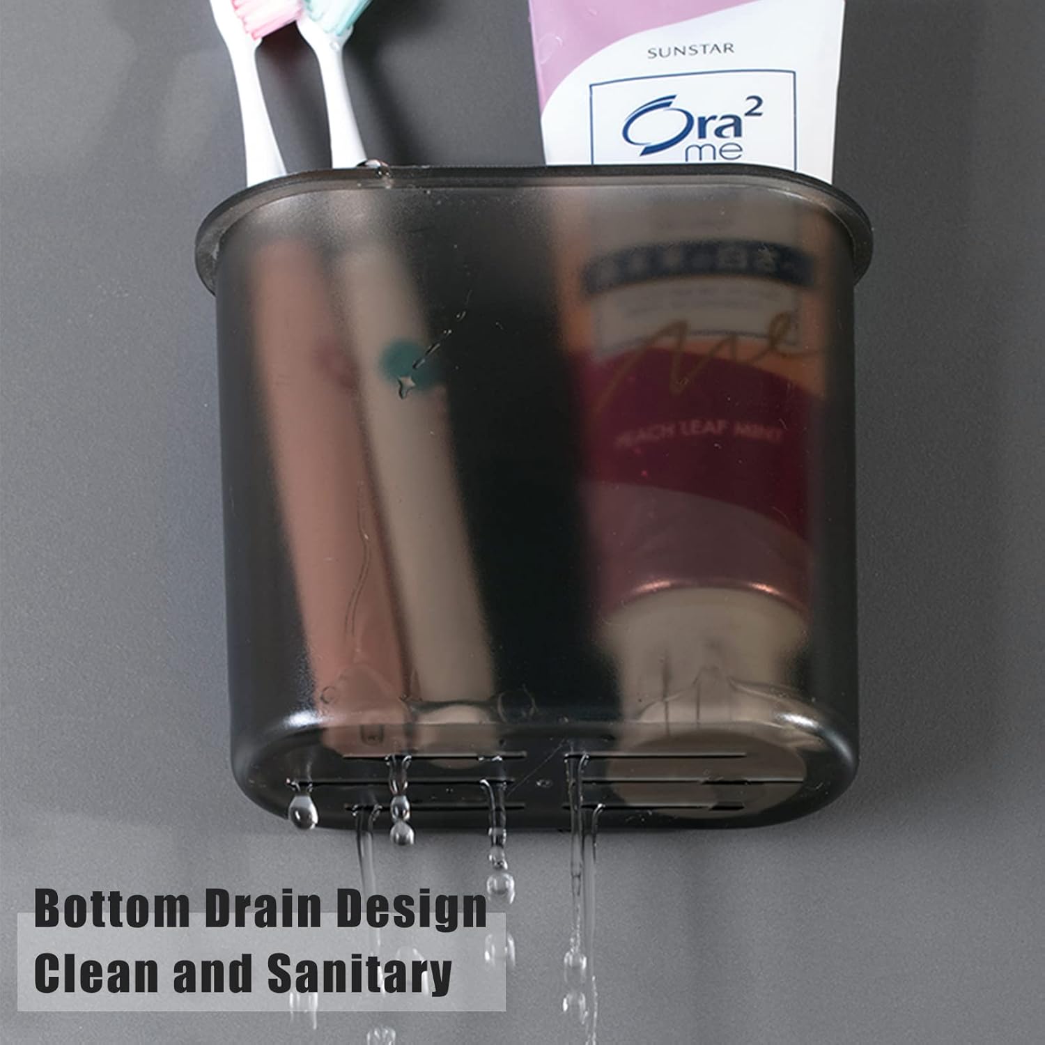 2 Packs Wall Mounted Toothbrush Holder, Self Adhesive Tooth Brush Holder for Bathroom Electric Toothbrush Toothpaste Razor Bathroom Accessories(Black)-GlimoraGlow