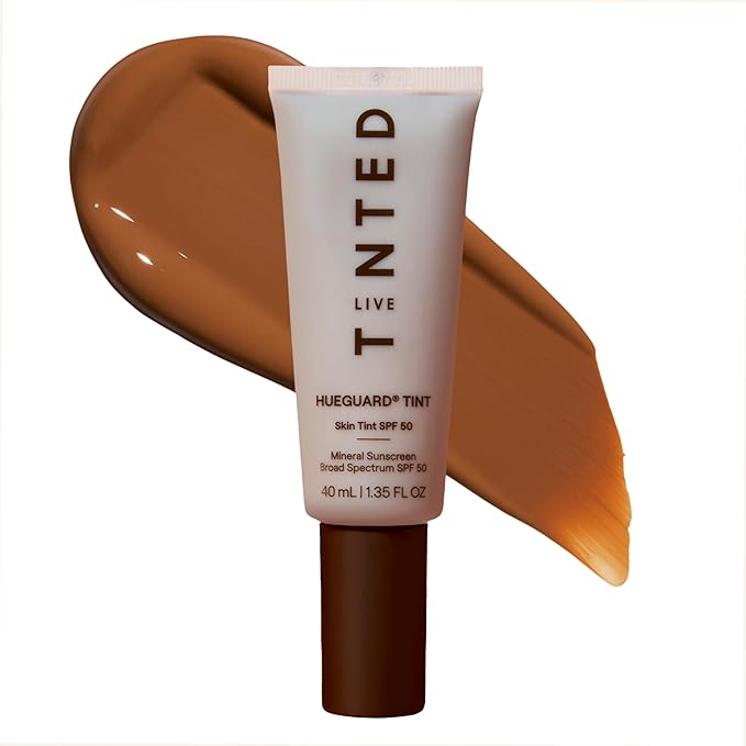 Live Tinted Hueguard Skin Tint SPF 50 - Tinted Mineral Sunscreen with Light-Medium Buildable Coverage With a Hydrating and Radiant Finish - Water and Sweat Resistant, 1.35 fl oz - Shade 04-GlimoraGlow