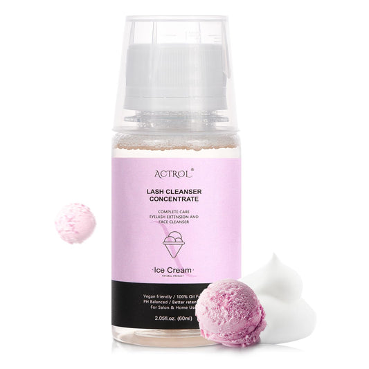 Eyelash Cleanser Concentrate 60ml Ice Cream Professional Lash Shampoo Foaming Cleanser DIY Paraben & Sulfate Free Non-lrritating Wash for Extensions Lashes with Salon Home Care-Makes 6 Bottles-GlimoraGlow