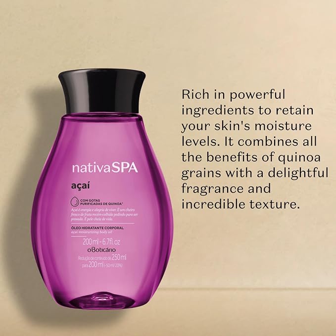 Nativa SPA by O Boticário, Açaí Body Oil, Scented Moisturizer, 6.8 Ounce-GlimoraGlow