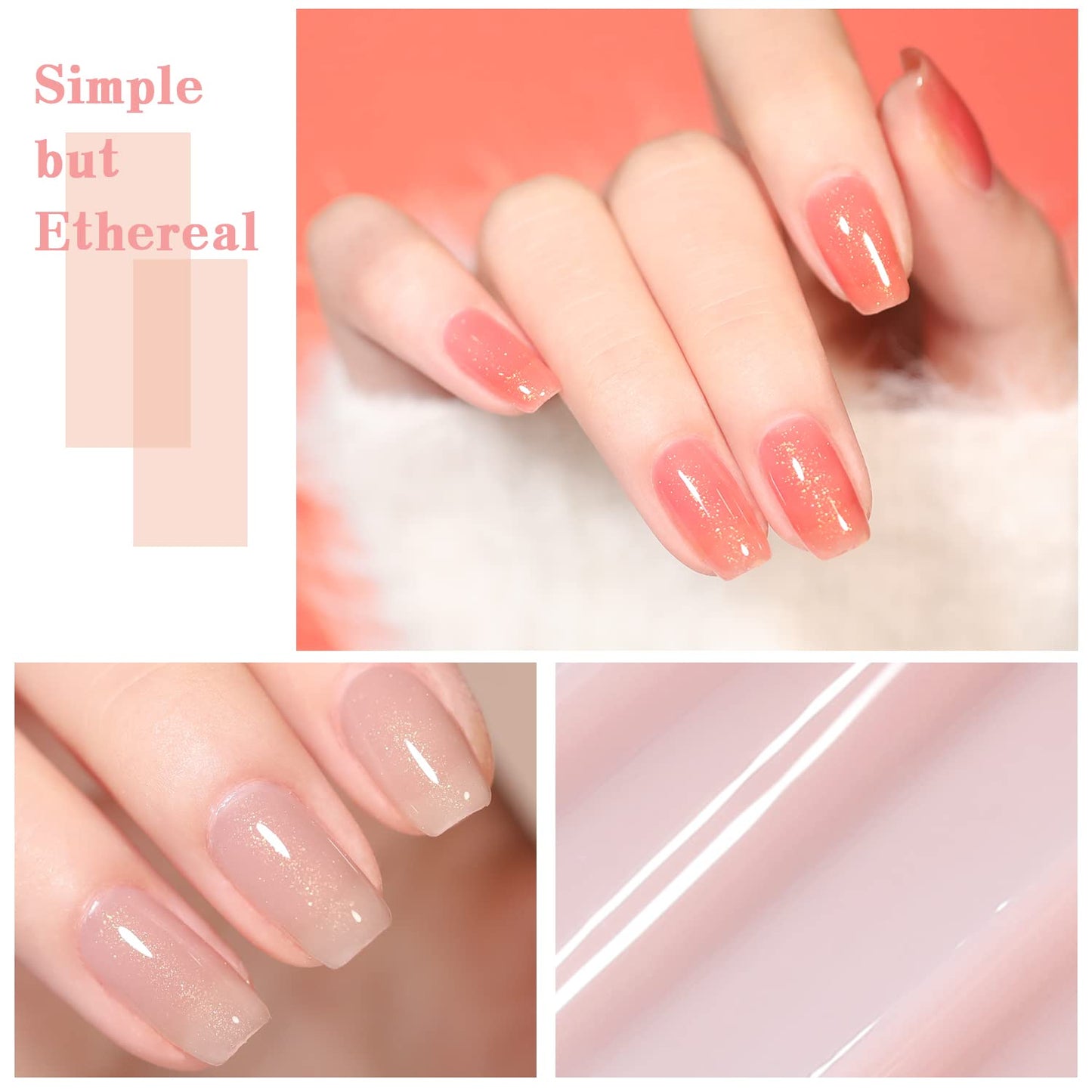 Jelly Shimmer Gel Nail Polish Set, 10 Colors Translucent Natural Milky White Pink Nail Polish Gel, UV/LED Soak Off Gel Nail Kit DIY Nail Art Salon Manicure Gifts for Women Girls.-GlimoraGlow