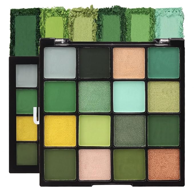 16 Colors Green Olive Matte Shimmer Eyeshadow Palette for Eye Makeup,High Pigmented White Gray Eye Shadow Primers Powder Palet de sombras de ojos-GlimoraGlow