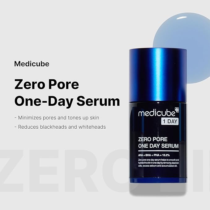 Medicube Zero Pore One-day Serum 1.01 fl.oz - Overnight Resurfacing Serum with Pore Tightening Complex - 15.2% AHA+BHA+PHA & 2% Niacinamide - 10.8% reduction in pore appearance after one day of use-GlimoraGlow