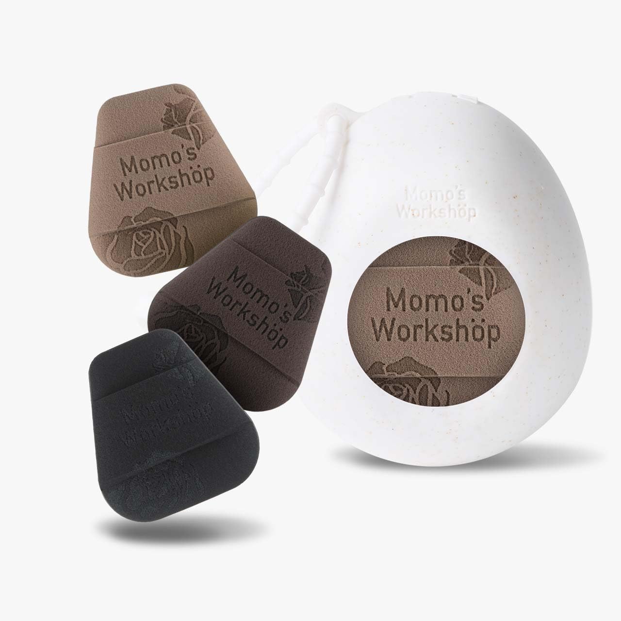 Mini Trapezoidal Makeup Sponge Set,Dual-Use Mini Rubycell Sponge for Foundation/Concealer/Blush,Soft, Even Application for Liquid & Cream Products,3pcs Mini Concealer Puffs & Storage Case-GlimoraGlow