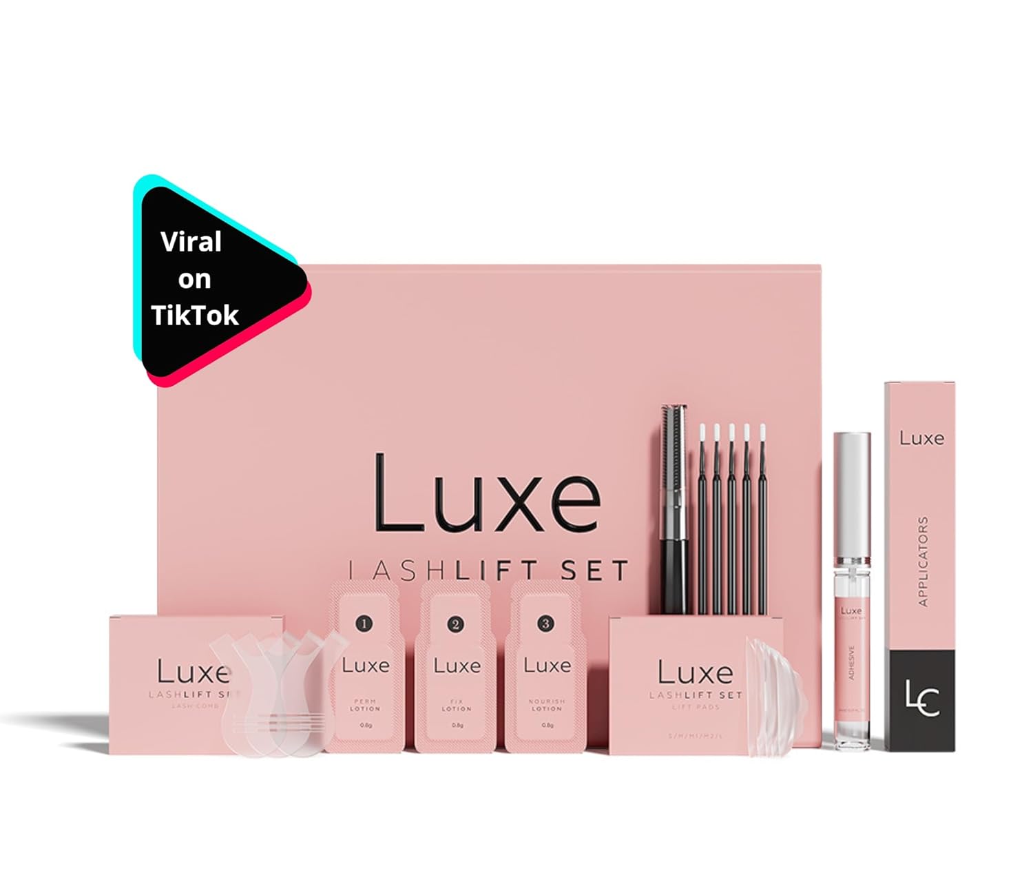 Luxe Cosmetics - Lash Lift Kit - Complete Set for Eyelash Lifting - New Pro Version - Easy to Apply and Long Lasting Finish - Professional Results up to 8 Weeks from Home- Includes 3 Applications-GlimoraGlow