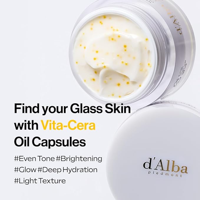 d'alba Piedmont Italian White Truffle Oil Capsule Cream, Glass Skin with Vita-Cera Oil Capsules, Deep Hydration Face Moisturizer (1.94 oz.)-GlimoraGlow