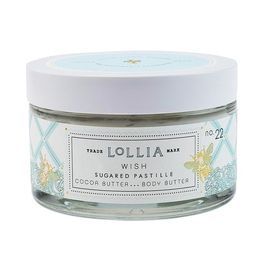LOLLIA Wish Body Butter, 5.5 oz. - Sugared Pastille Fragrance - Shea Butter & Cocoa Butter, Body Lotion for Women, Hydrating & Smooth Body Moisturizer-GlimoraGlow
