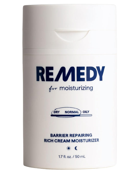 Remedy for Rich Moisture - Barrier Repairing Rich Cream Moisturizer for Normal to Dry Skin - Quadruple Ceramide Complex, Peptides, Squalane, Glycerin- By Dermatologist Dr. Shah, 1.7 fl. oz-GlimoraGlow