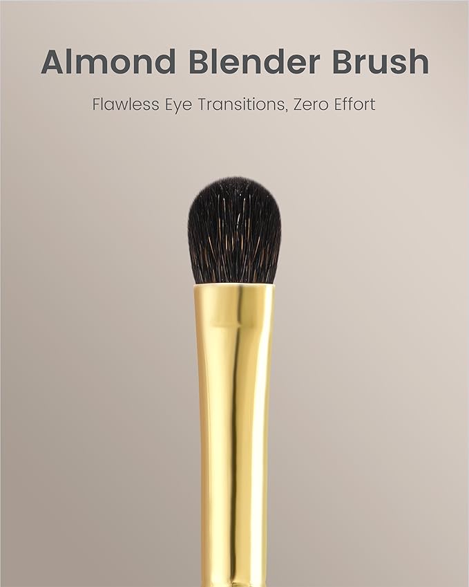 Desert Oak Series Low-Profile Oval Eyeshadow Brush - Gentle Curve for Controlled Blending, Squirrel & Goat Hybrid Bristles (CM 173)-GlimoraGlow